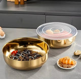 Big Capacity Golden Bowl with Lid – Multipurpose Serving & Storage Bowl