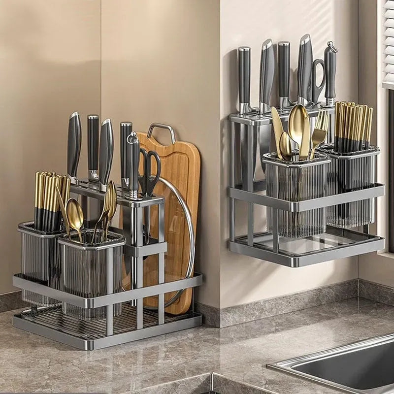 Multifunctional Kitchen Knife Holder & Utensil Organizer Rack
