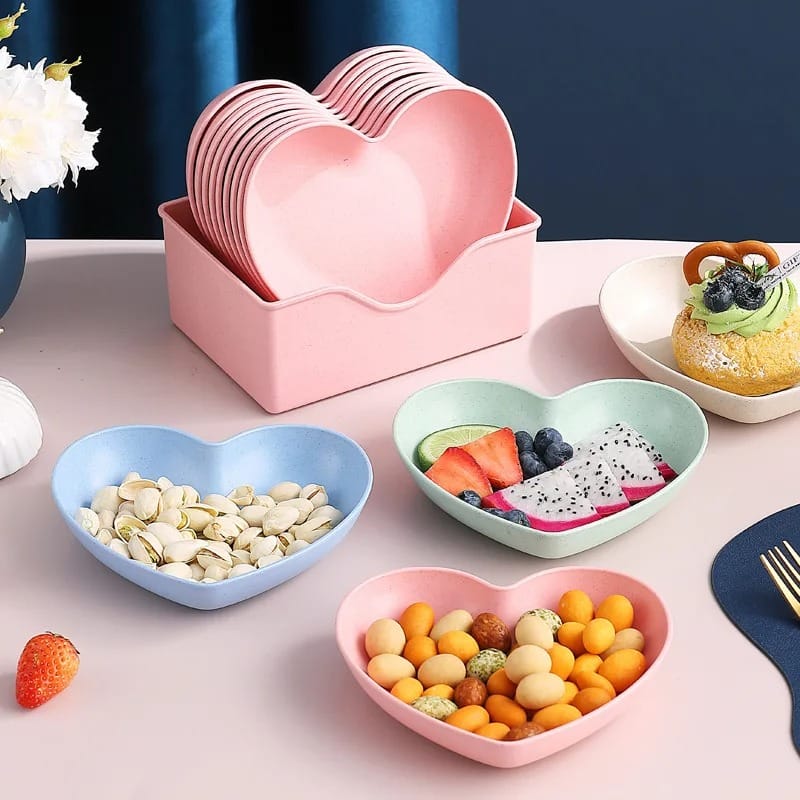 Pack Of 10 Heart Shape Plate Set (Multi Colours)