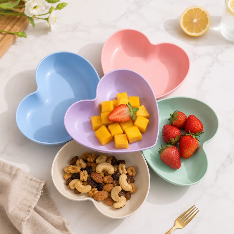 Pack Of 10 Heart Shape Plate Set (Multi Colours)