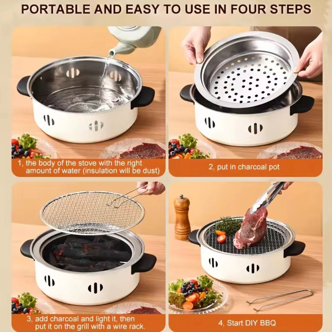 Portable Korean Charcoal Bbq Grill Stove Kitchen & Cooking view 2 - Nexusmart Pakistan