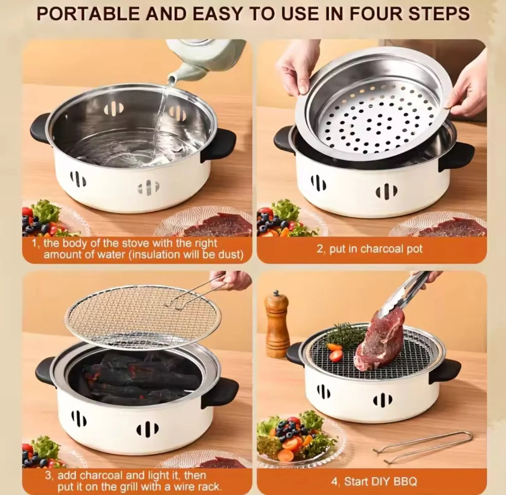 Portable Korean Charcoal Bbq Grill Stove Kitchen & Cooking view 2 - Nexusmart Pakistan