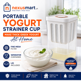 Portable Greek Yogurt Strainer Cup with Fine Mesh Separator & Lid