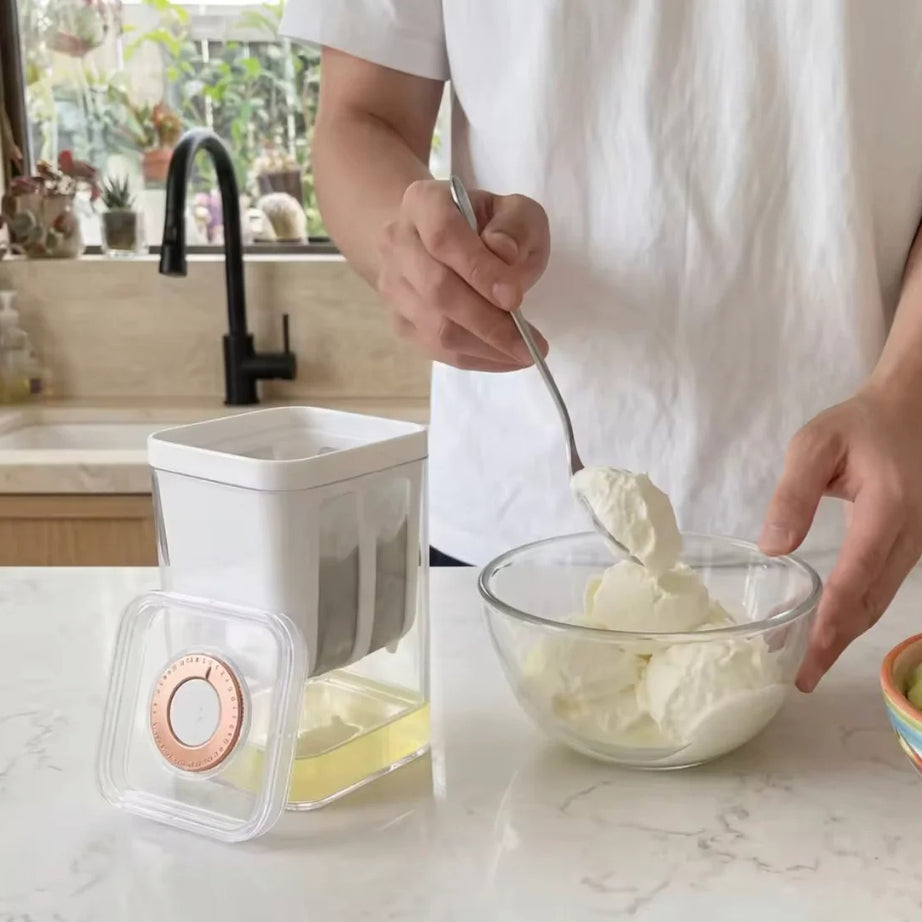 Portable Greek Yogurt Strainer Cup with Fine Mesh Separator & Lid