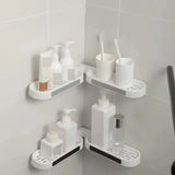 Punch-Free Revolving Wall-Mounted Bathroom Storage Rack – Dual Shelf Organizer