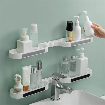 Punch-Free Revolving Wall-Mounted Bathroom Storage Rack – Dual Shelf Organizer