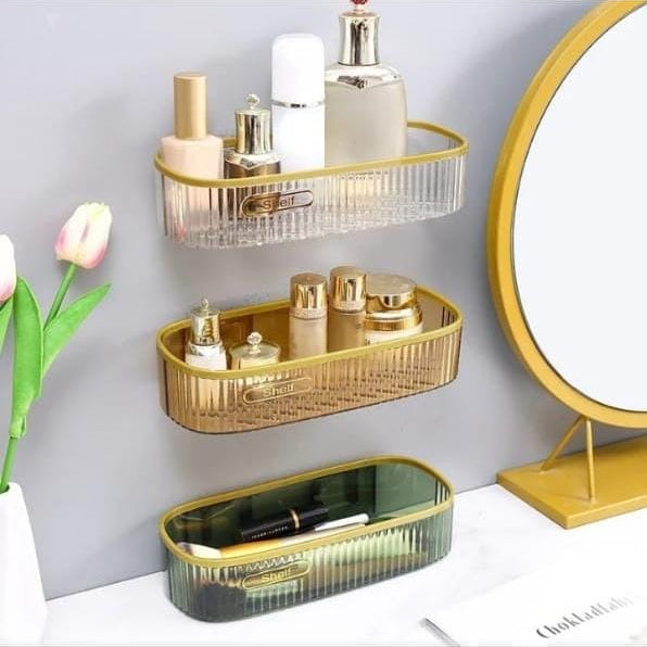 Luxury Acrylic Wall Mounted Bathroom Shelf Organizer | Shampoo & Cosmetic Storage Rack