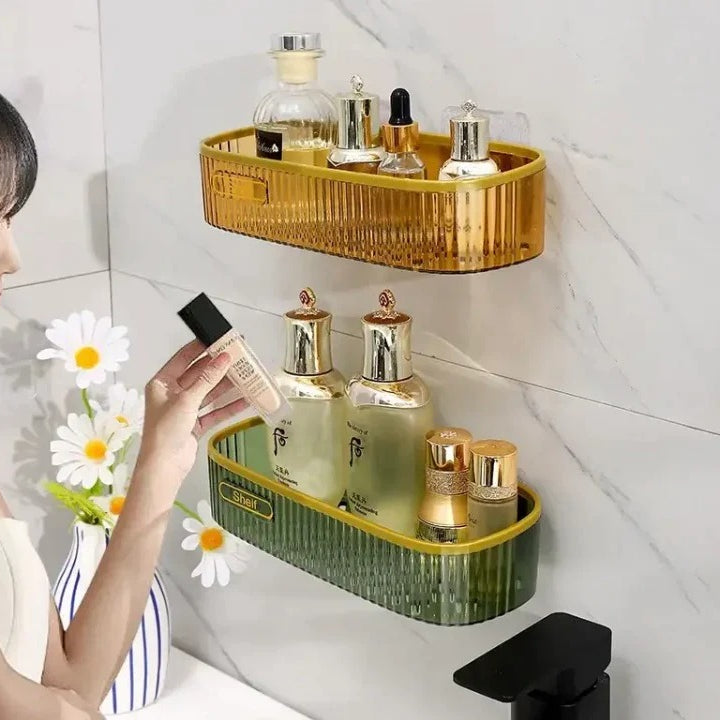 Luxury Acrylic Wall Mounted Bathroom Shelf Organizer | Shampoo & Cosmetic Storage Rack