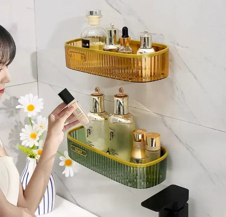 Luxury Acrylic Wall Mounted Bathroom Shelf Organizer | Shampoo & Cosmetic Storage Rack