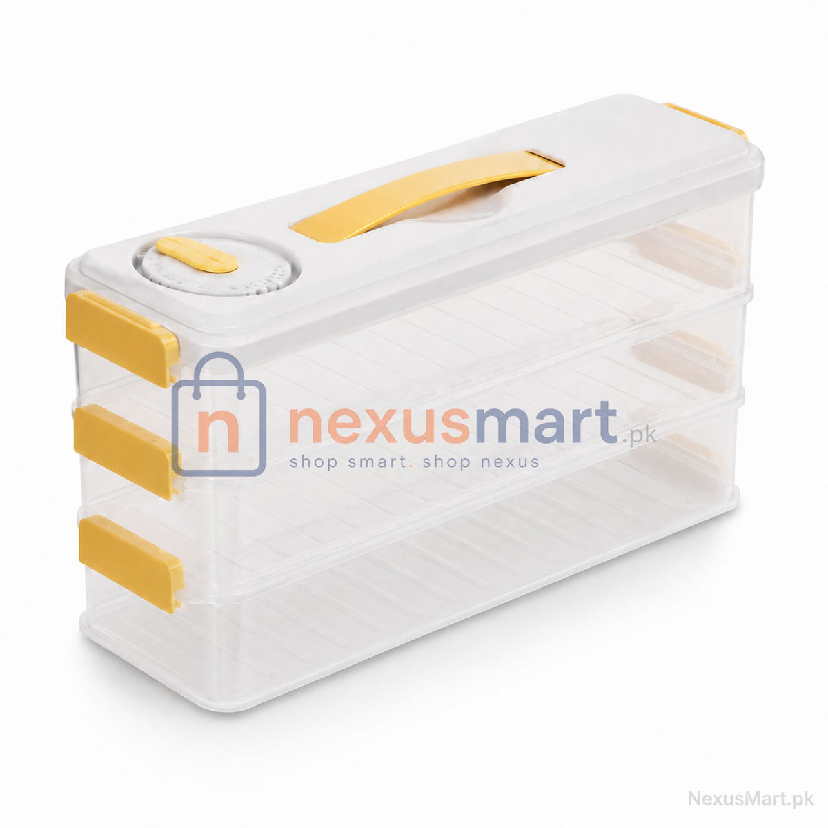 3 Layer Refrigerator Storage Box with Handle – Stackable Fridge Organizer | NexusMart.pk