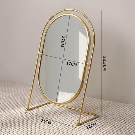Metal Golden Oval Vanity Mirror Luxury Desk Stand Makeup & Dressing view 5 - Nexusmart Pakistan