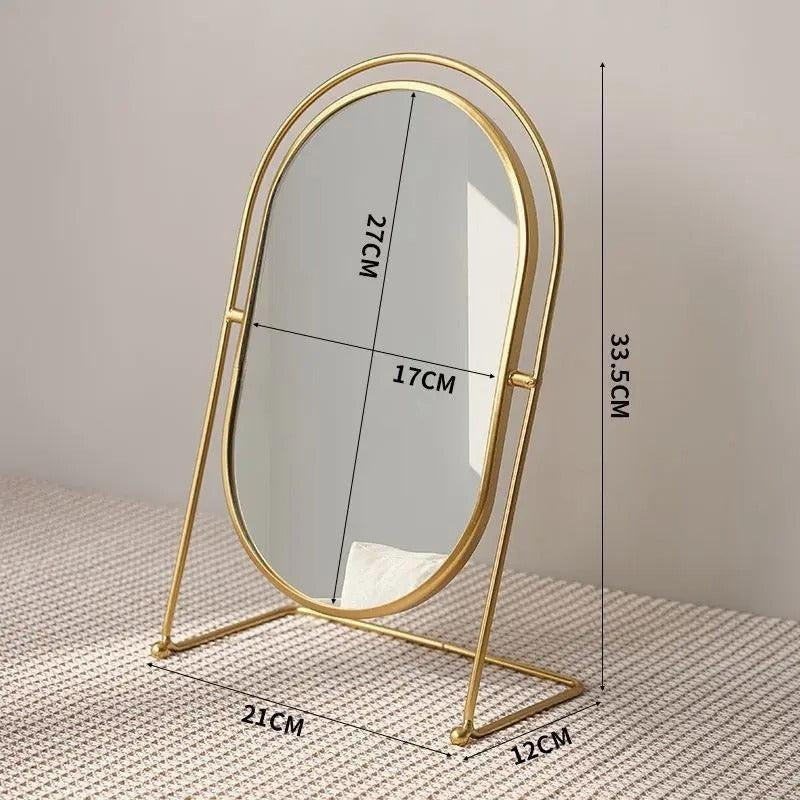 Metal Golden Oval Vanity Mirror Luxury Desk Stand Makeup & Dressing view 5 - Nexusmart Pakistan