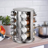 12-Piece Rotatable Stainless Steel Spice Rack – Countertop Seasoning Organizer