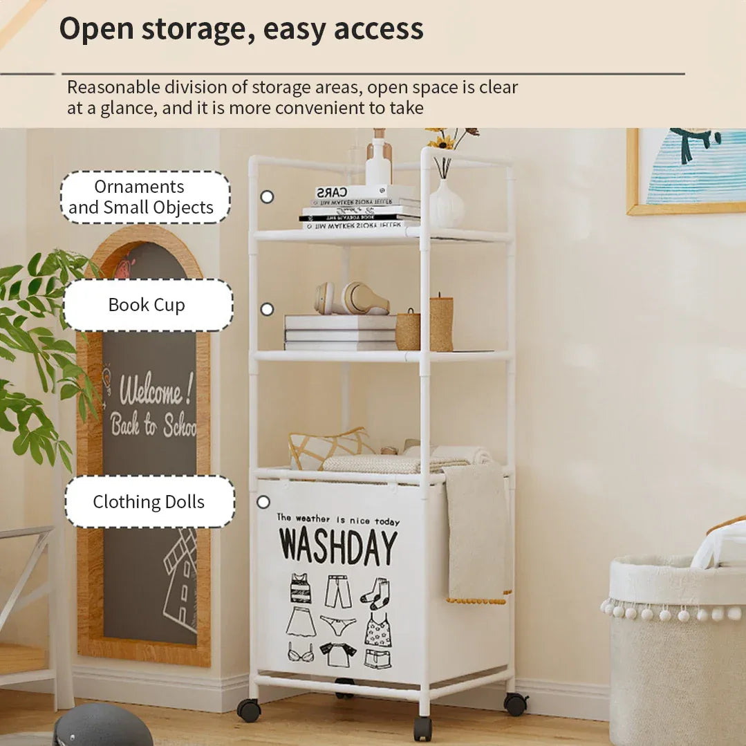 Rolling Laundry Storage Rack – Multi-Tier Organizer on Wheels