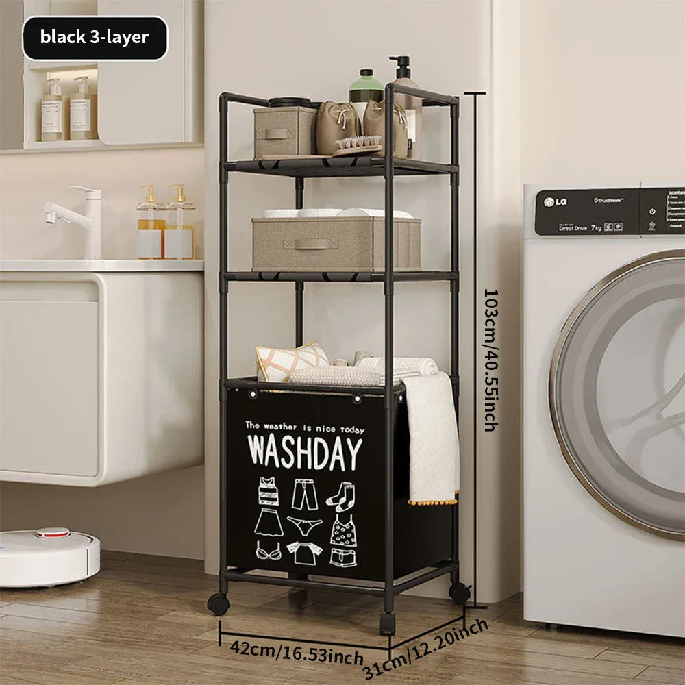Rolling Laundry Storage Rack – Multi-Tier Organizer