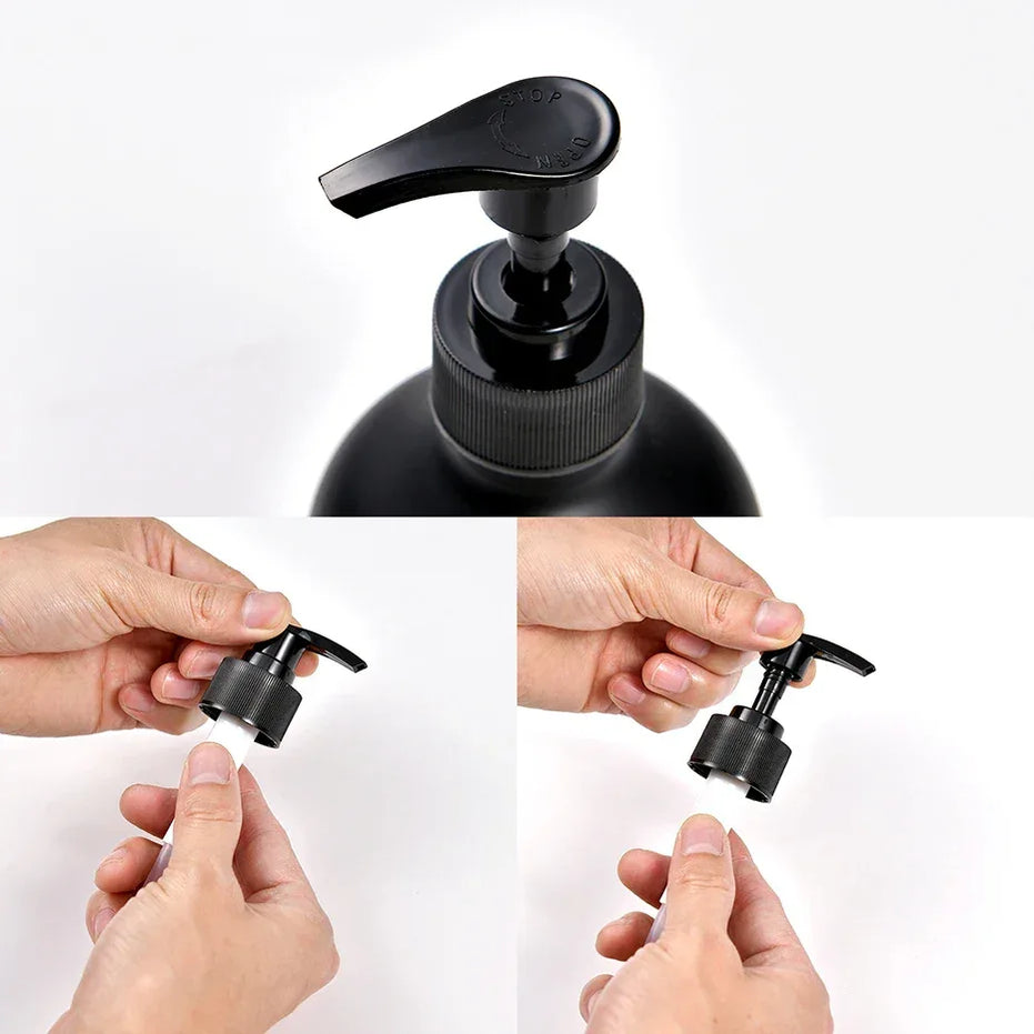 Matte Black & White Soap Dispenser Set with Bamboo Pump