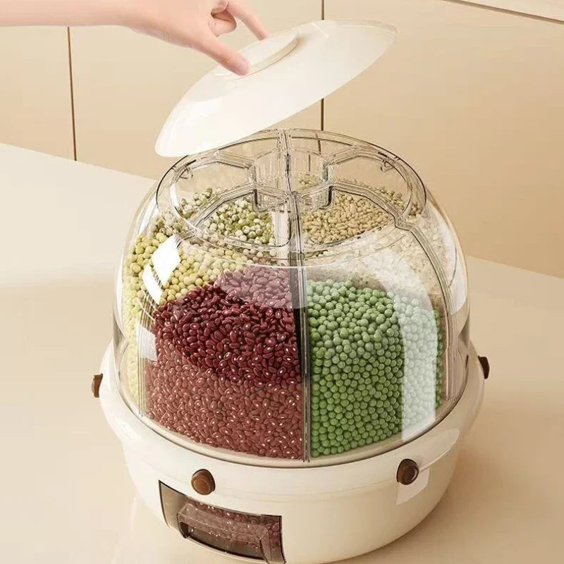 Luxury 360° Rotating Multi-Grid Rice & Grain Dispenser - 10KG