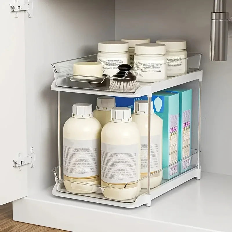 2-Tier Acrylic Under Sink Organizer with Pull-Out Drawers