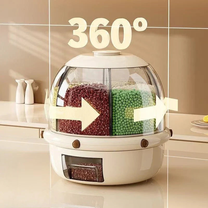 Luxury 360° Rotating Multi-Grid Rice & Grain Dispenser - 10KG