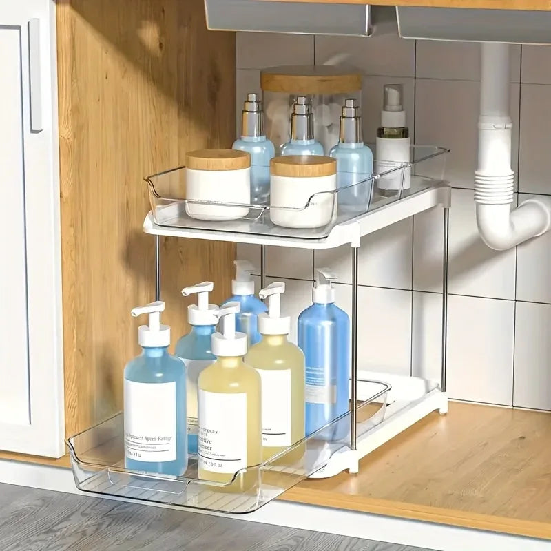 2-Tier Acrylic Under Sink Organizer with Pull-Out Drawers