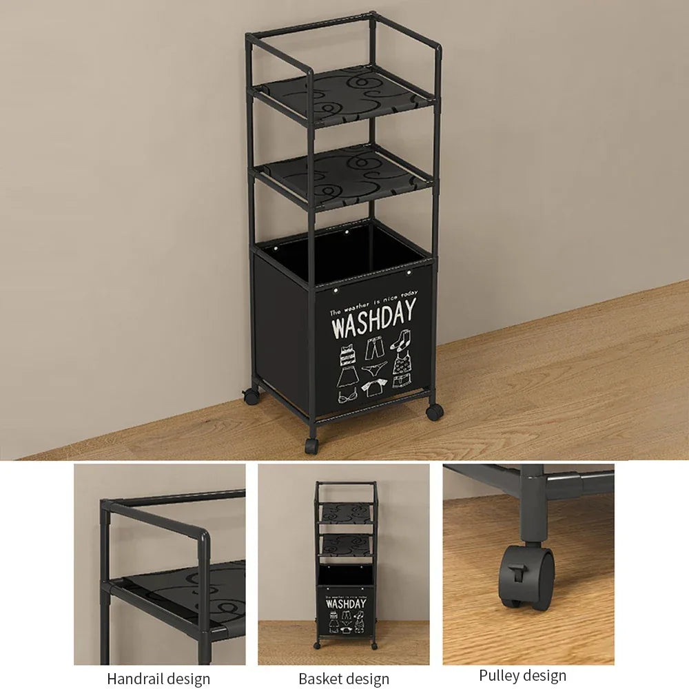 Rolling Laundry Storage Rack – Multi-Tier Organizer