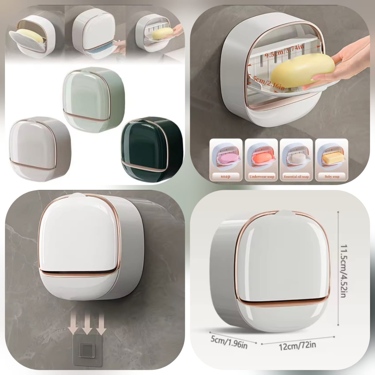 Self-Adhesive Wall-Mounted Soap Dish No Drill Waterproof product image - Nexusmart Pakistan