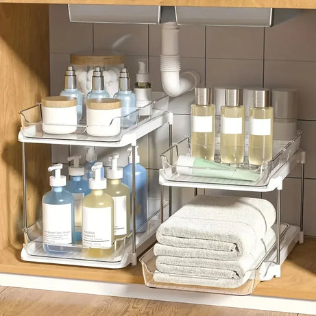 2-Tier Acrylic Under Sink Organizer with Pull-Out Drawers