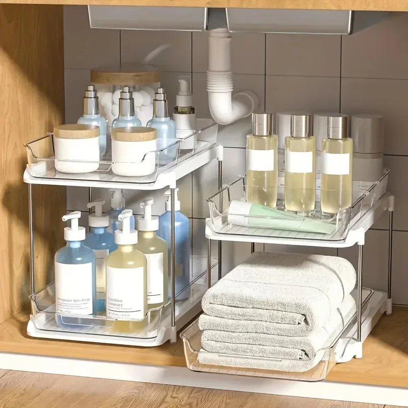 2-Tier Acrylic Under Sink Organizer with Pull-Out Drawers