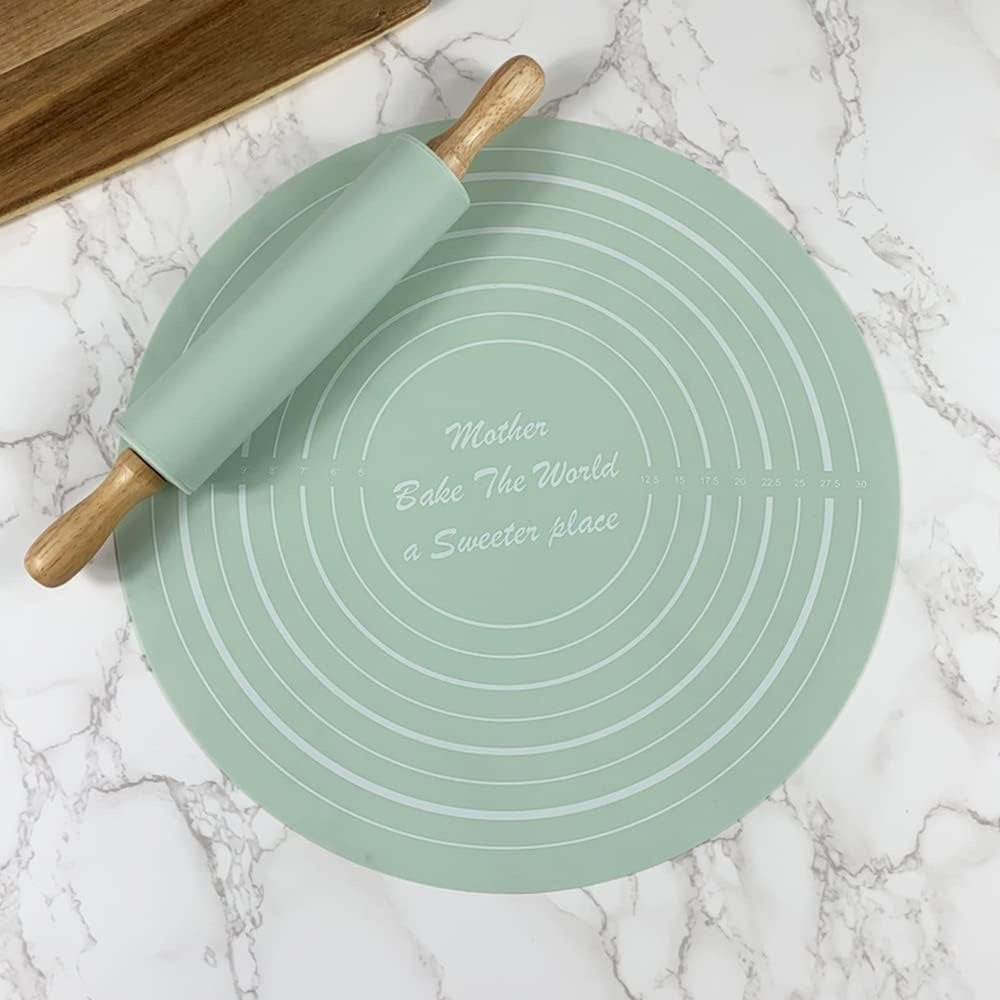 Silicone Dough Mat & Rolling Pin Set – Kitchen & Cooking