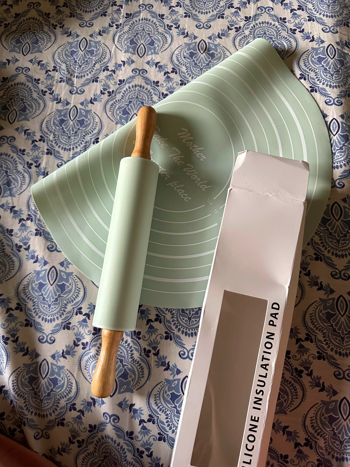 Silicone Dough Mat & Rolling Pin Set – Kitchen & Cooking