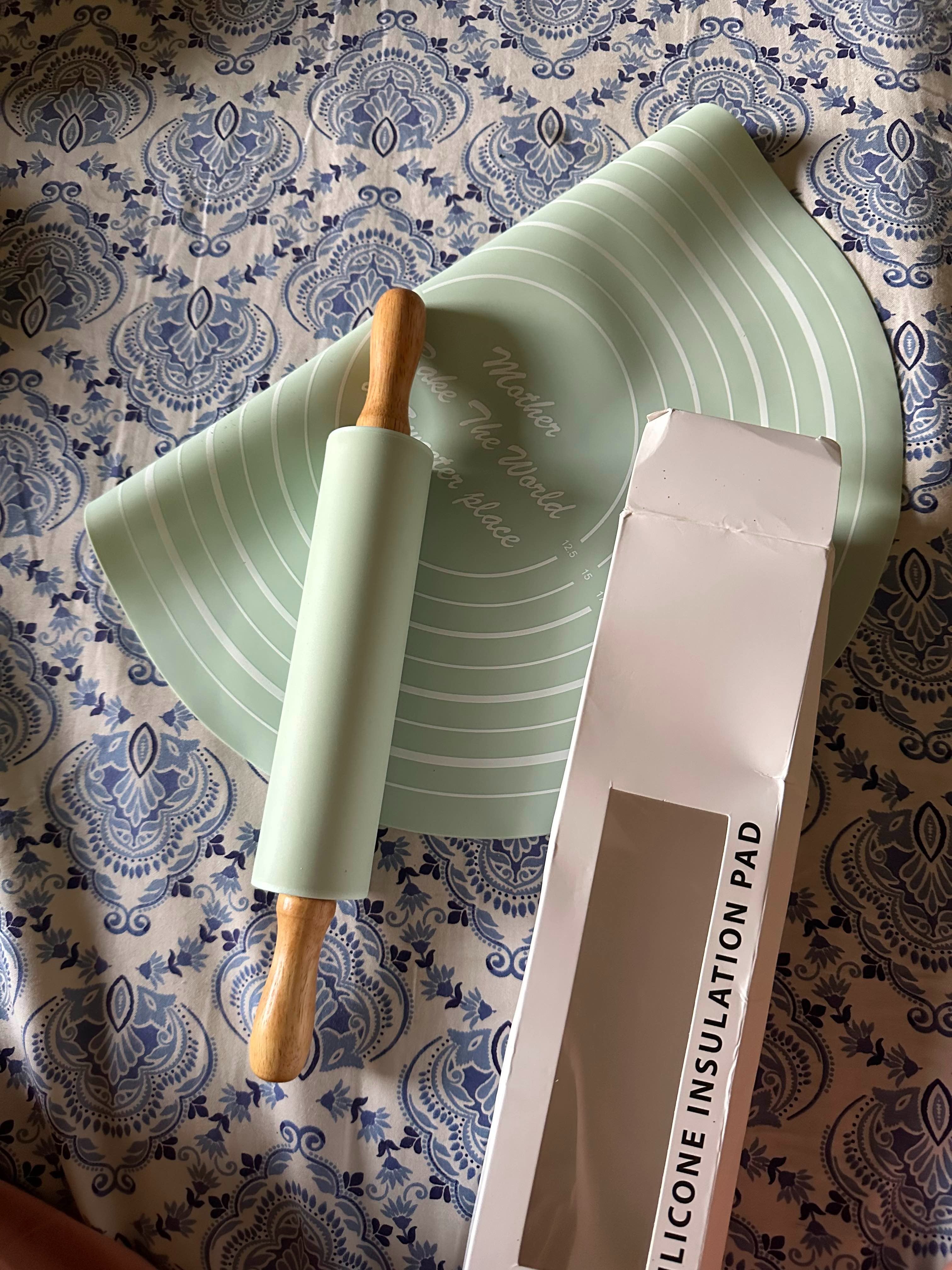 Silicone Dough Mat & Rolling Pin Set – Kitchen & Cooking