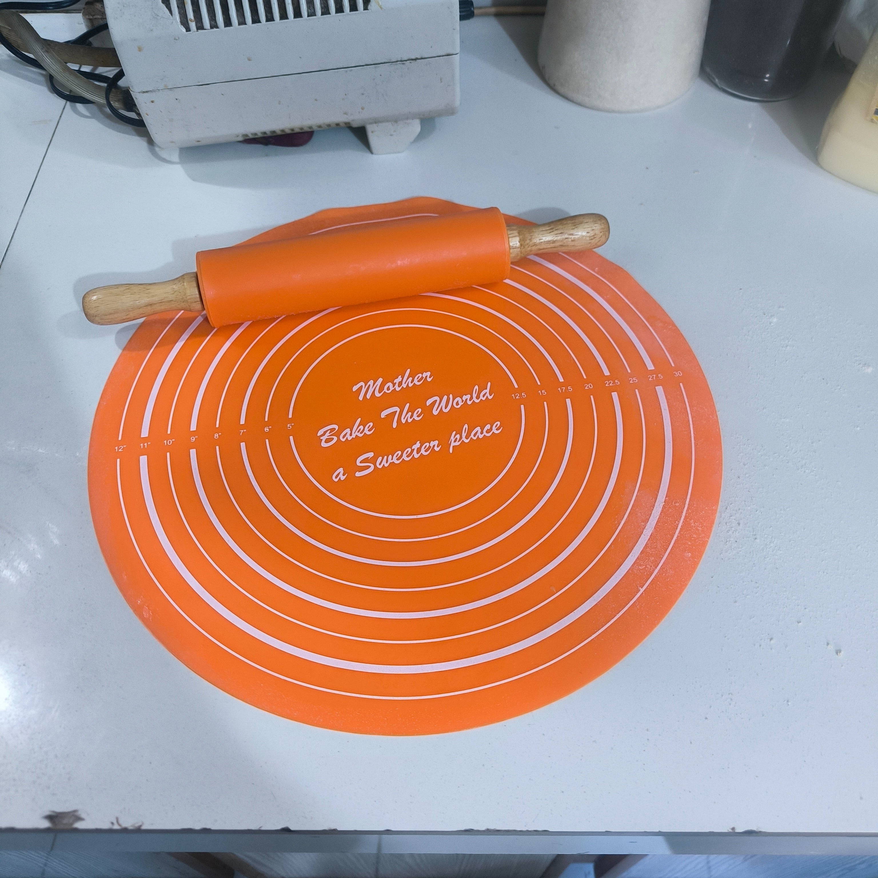 Silicone Dough Mat & Rolling Pin Set – Kitchen & Cooking