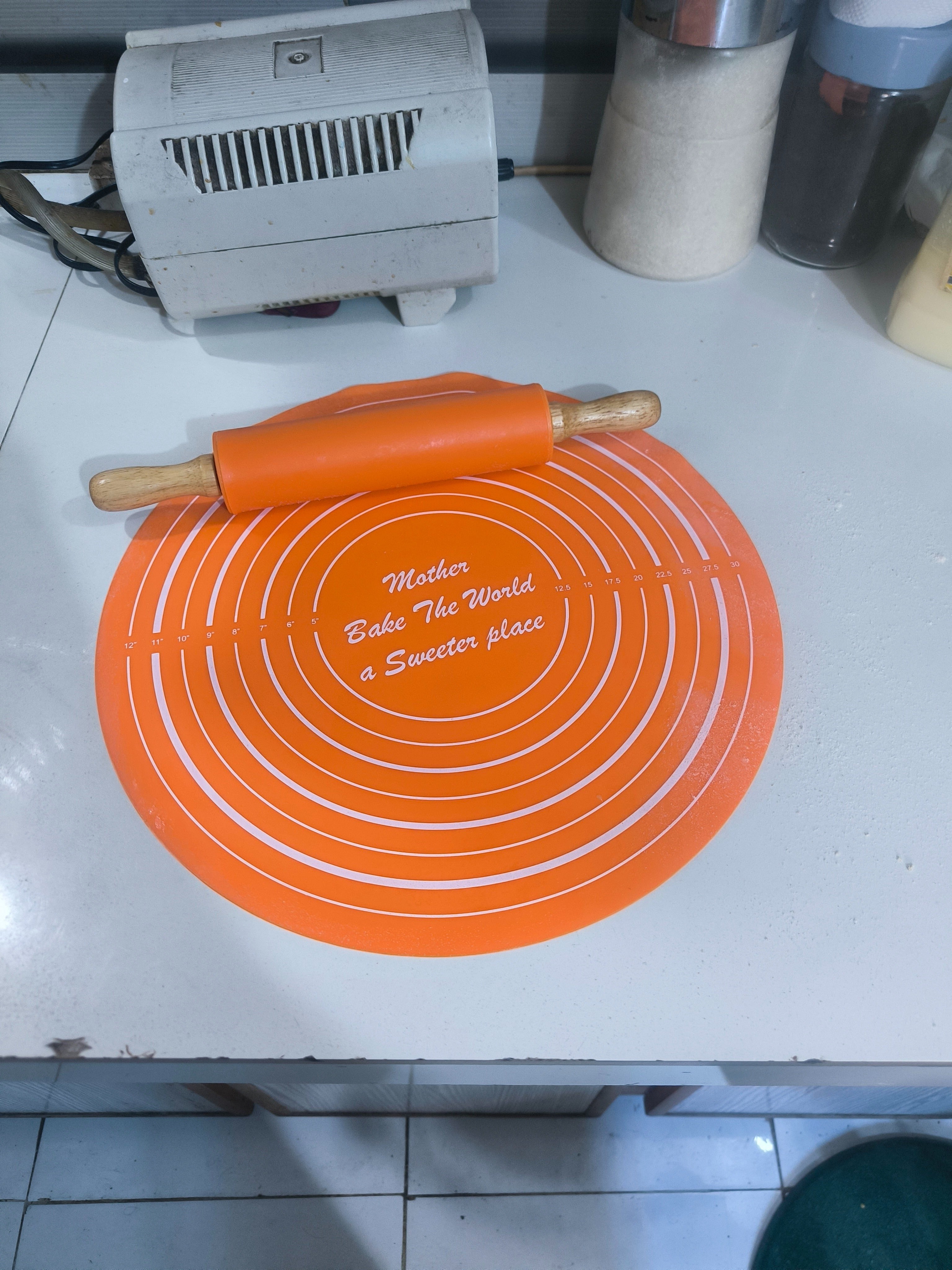 Silicone Dough Mat & Rolling Pin Set – Kitchen & Cooking