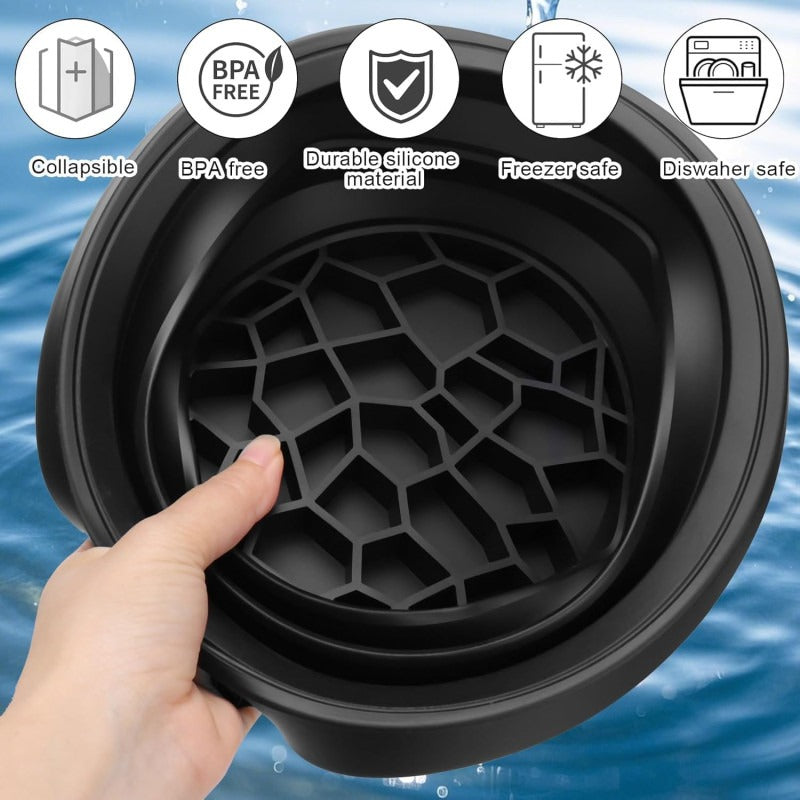 Silicone Facial Ice Bath Bowl with Built-In Ice Tray | Foldable Ice Facial & Cold Therapy Bowl