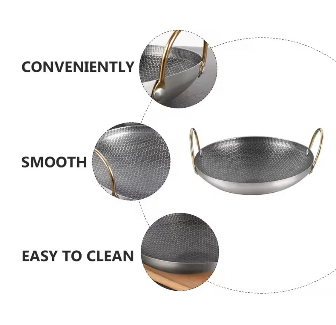 Mini Honeycomb Non-Stick Karahi 20cm – Heavy Duty Double Handle Wok Pan