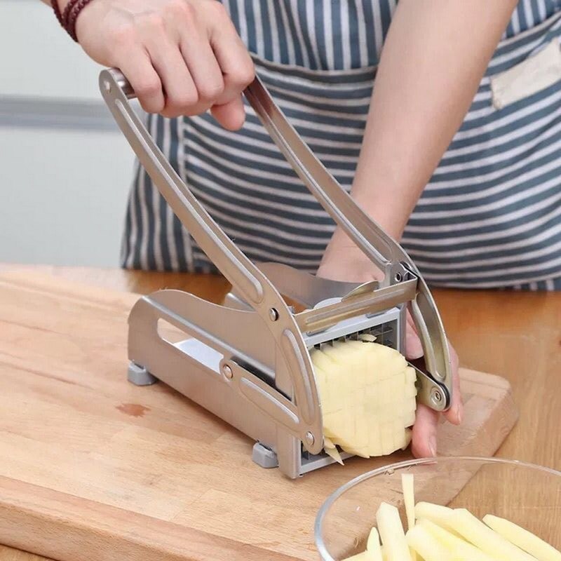 Stainless Steel French Fries Cutter – Manual Potato & Vegetable Strip Slicer