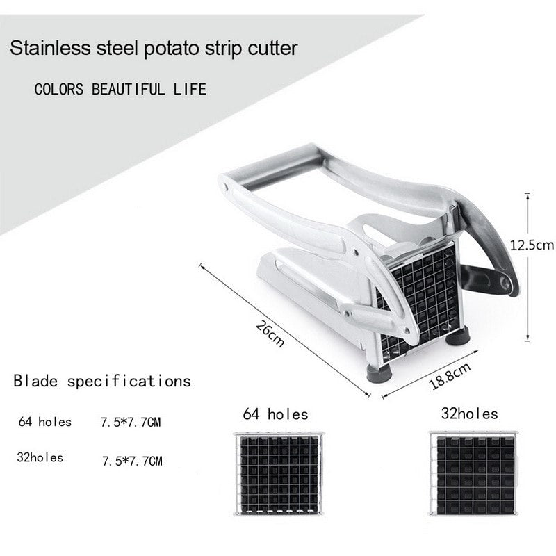 Stainless Steel French Fries Cutter – Manual Potato & Vegetable Strip Slicer