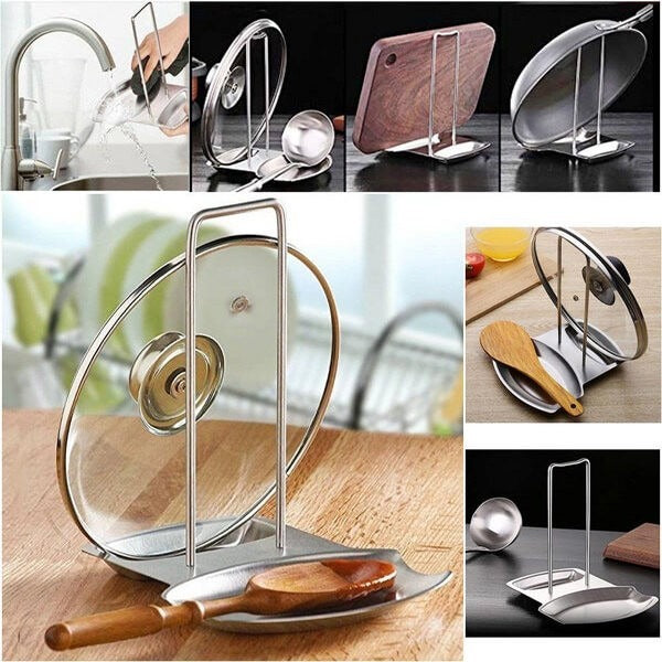 Lid & Spoon Stand Holder Stainless Steel Kitchen & Cooking product image - Nexusmart Pakistan