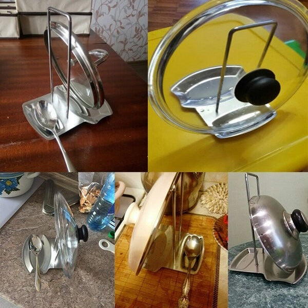 Lid & Spoon Stand Holder Stainless Steel Kitchen & Cooking view 2 - Nexusmart Pakistan