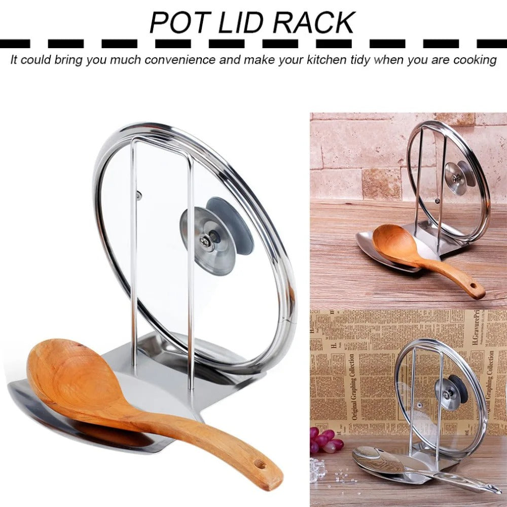Lid & Spoon Stand Holder Stainless Steel Kitchen & Cooking view 4 - Nexusmart Pakistan