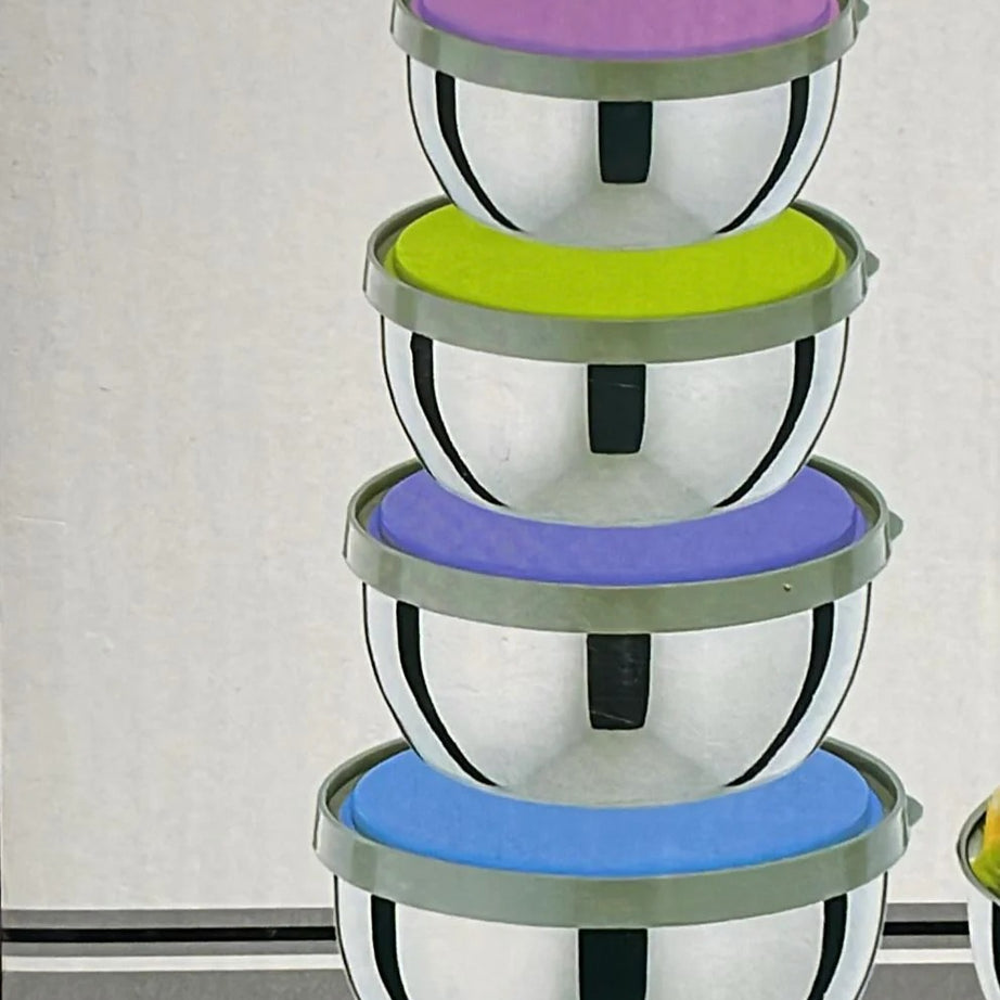 Stainless Steel 3-Piece Bowl Set with Colorful Lids view 4 - Nexusmart Pakistan