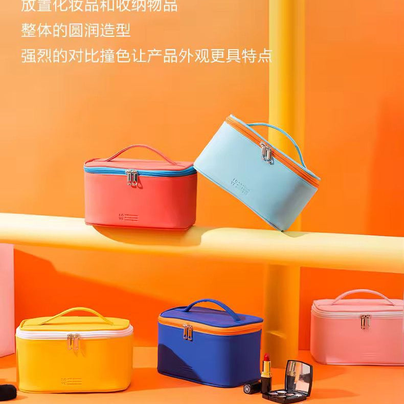 Multicolor PU Leather Cosmetic Box Bag Large Capacity with Handle view 4 - Nexusmart Pakistan