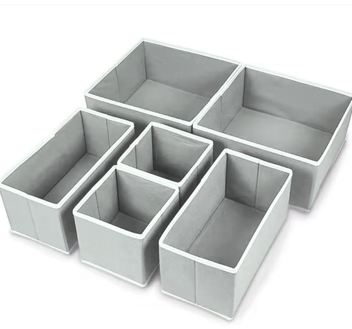 6-Piece Fabric Drawer Organizer Set – Foldable Storage Bins for Home
