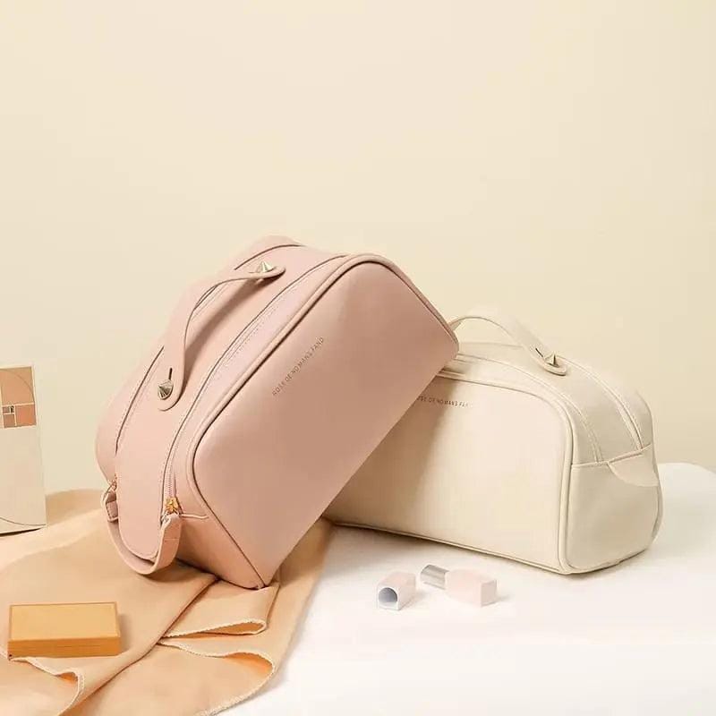 Large Soft PU Leather Cosmetic Bag Travel Makeup Organizer view 4 - Nexusmart Pakistan