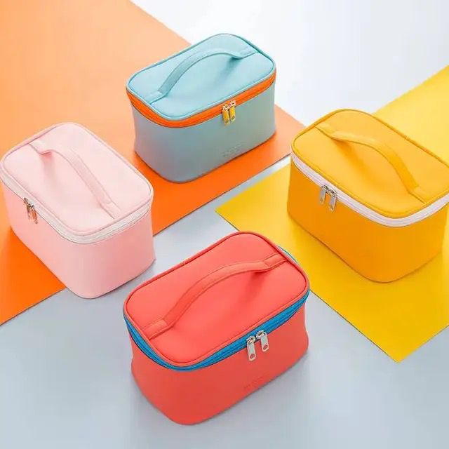 Multicolor PU Leather Cosmetic Box Bag Large Capacity with Handle product image - Nexusmart Pakistan