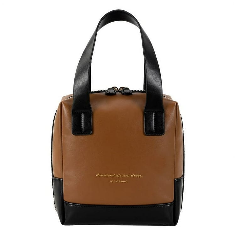 Large Leather Travel Makeup Bag with Dividers Lay Flat Opening product image - Nexusmart Pakistan