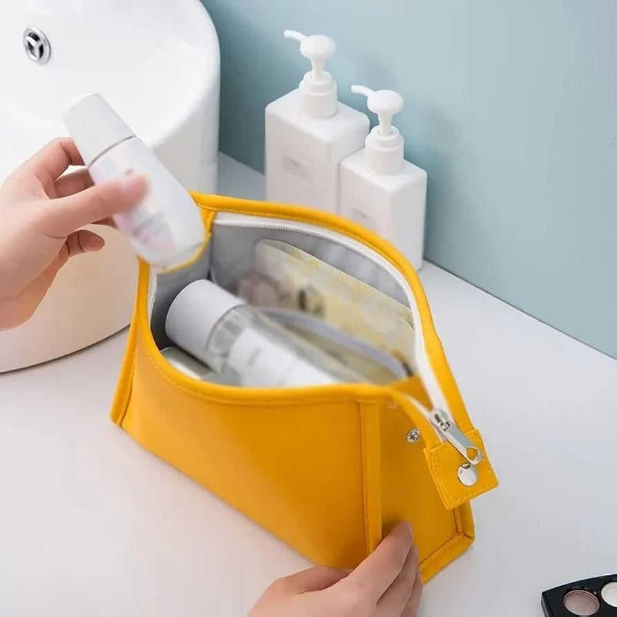 Small PU Leather Cosmetic Pouch Everyday Makeup Clutch Bag view 4 - Nexusmart Pakistan