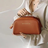 Large Soft PU Leather Cosmetic Bag Travel Makeup Organizer view 2 - Nexusmart Pakistan