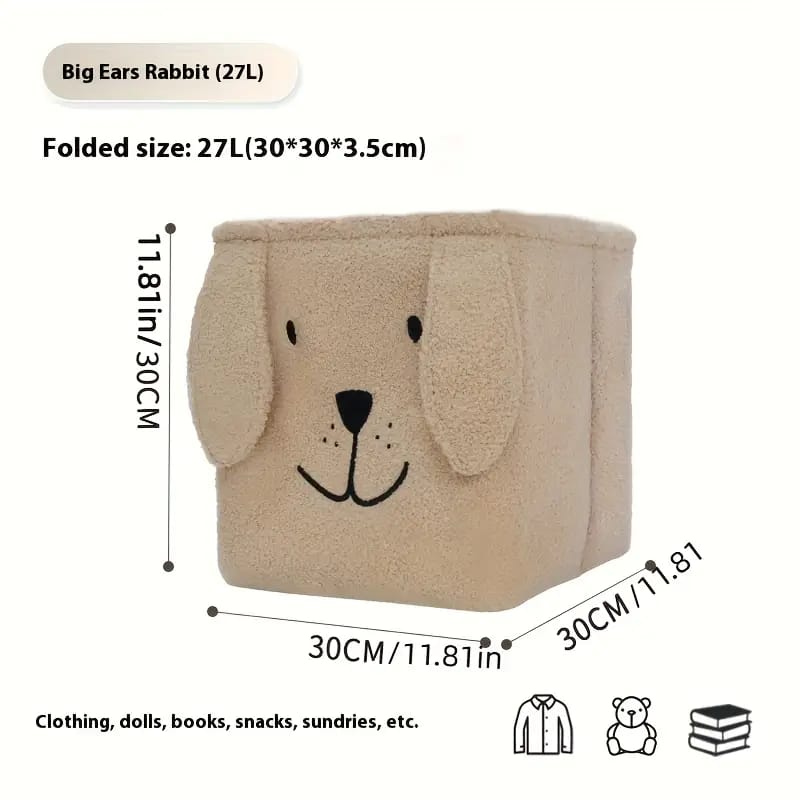 Soft Plush Dog Ear Storage Basket Cute Kids Toy & Room Organizer view 2 - Nexusmart Pakistan