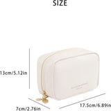 Compact PU Leather Makeup Bag Dual Zipper Travel Cosmetic Pouch view 11 - Nexusmart Pakistan